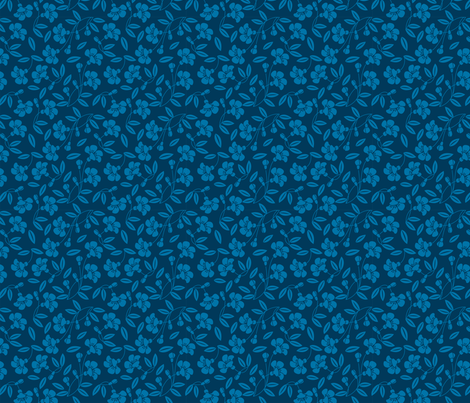 Japanese blossom indigo fabric by cjldesigns on Spoonflower - custom fabric