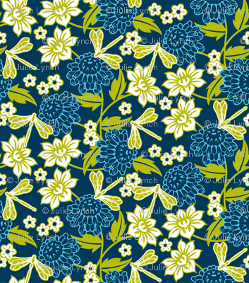 Japanese large floral indigo