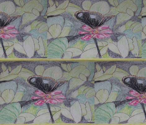 black buffer fly amid foliage fabric by rachana on Spoonflower - custom fabric