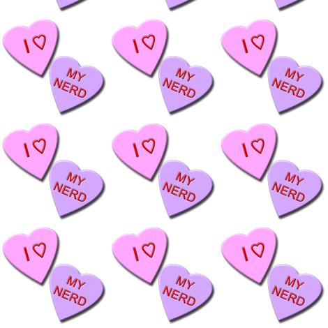 I Heart My Nerd Candy Hearts fabric by robyriker on Spoonflower - custom fabric