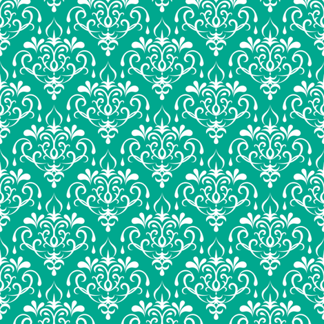 damask small - emerald and white fabric by ravynka on Spoonflower - custom fabric