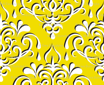 damask medium - yellow w/ shadow
