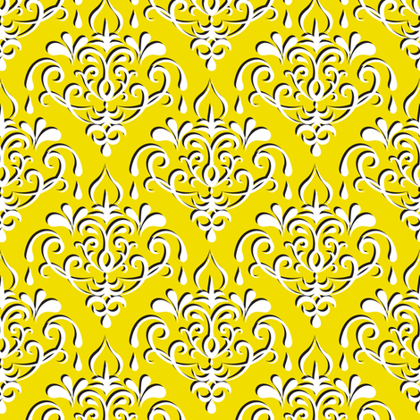 damask medium - yellow w/ shadow fabric by ravynka on Spoonflower - custom fabric