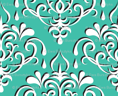 damask medium - turquoise w/ shadow