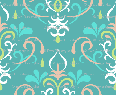 damask medium - pastel teals