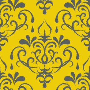 ikat damask large - gold and graphite