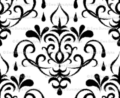 ikat damask large - white and black