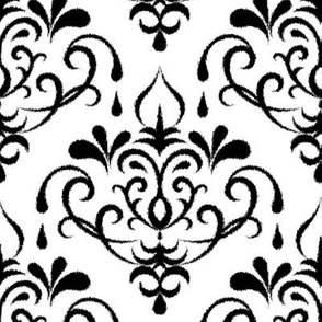 ikat damask large - white and black