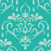 ikat damask large - turquoise and mint