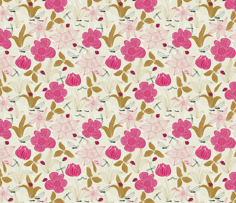 flowers and ladybugs fabric by anastasiia-ku on Spoonflower - custom fabric