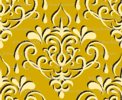 ikat damask large - gold w/ shadow