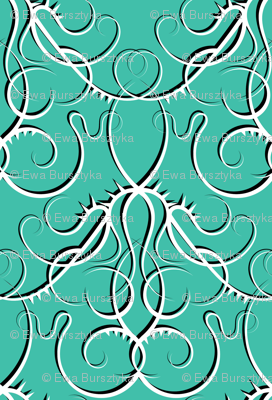 gothic scrolls turquoise w/ shadow