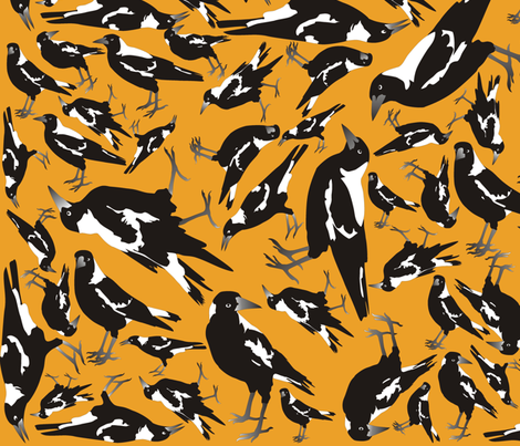 Magpie on Outback Sand fabric by smuk on Spoonflower - custom fabric