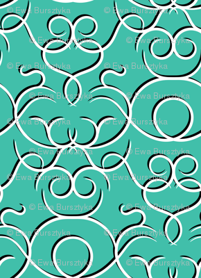 Scrolls design - turquoise w/ shadow