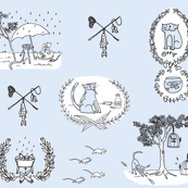 'Bad Kitty' Toile (blue)