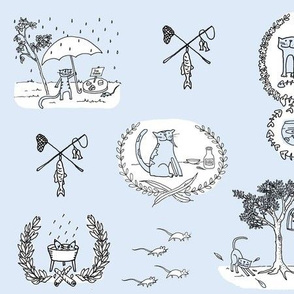 'Bad Kitty' Toile (blue)