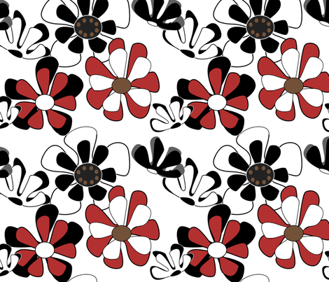 red flower ocean fabric by kaija on Spoonflower - custom fabric