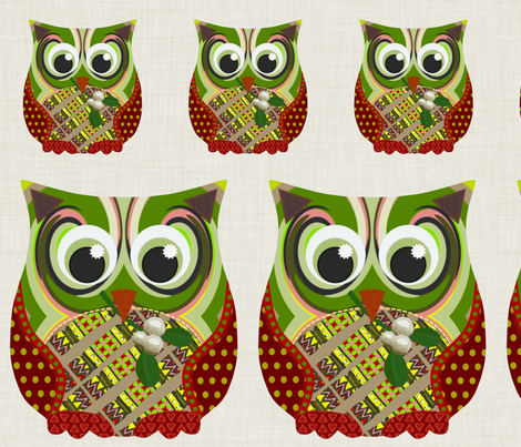 Christmas Appliqué Patch Owl Fronts fabric by scrummy on Spoonflower - custom fabric