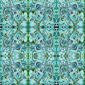 Revenge of the Teal and Aqua Swirly Curly Paisley Monster