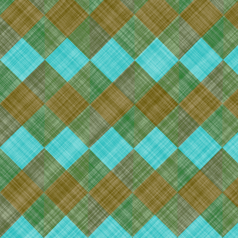  Argyle Checker Plaid Linen - Brown Turquoise fabric by bonnie_phantasm on Spoonflower - custom fabric