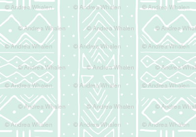 Mudcloth in white on mint