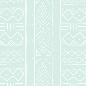 Mudcloth in white on mint