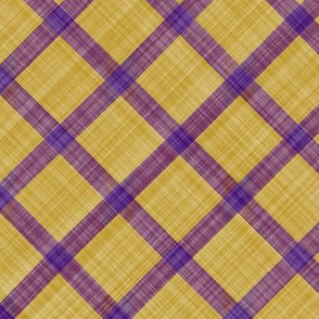Grid Plaid Linen - Purple Yellow