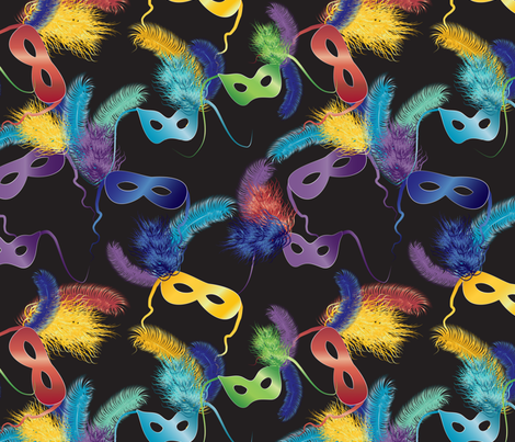 Mardi Gras masks fabric by kociara on Spoonflower - custom fabric