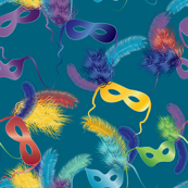 Mardi Gras masks on teal