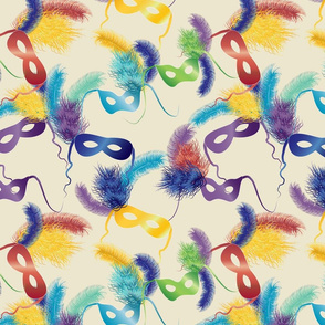 Mardi Gras masks on cream