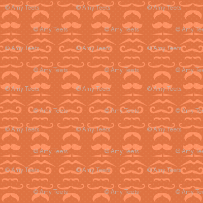 Orange Mustache Fabric