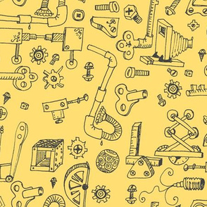 Steampunk Parts: Black & Yellow Medium