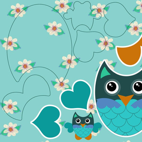 Owl Sewing Kit Turquoise Floral