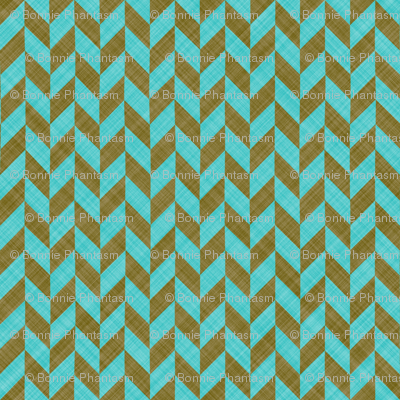 Chevron Linen - Zigzag Alternate - Brown Turquoise