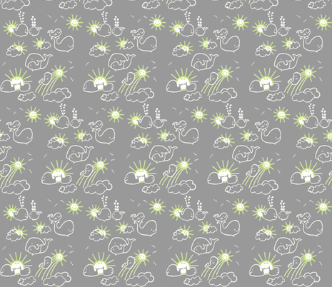 You Are My Sunshine Whales in Green fabric by kbexquisites on Spoonflower - custom fabric