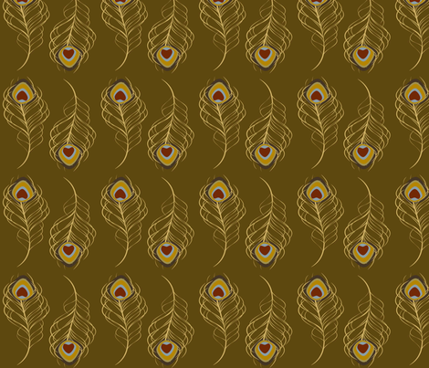 Peacock freather neutral fabric by motleycruiser on Spoonflower - custom fabric
