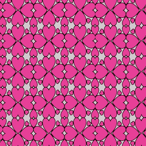All Hearts Lace in Pink on Gray