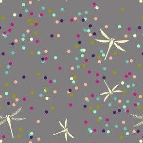 Dragonfly Dots - Grey