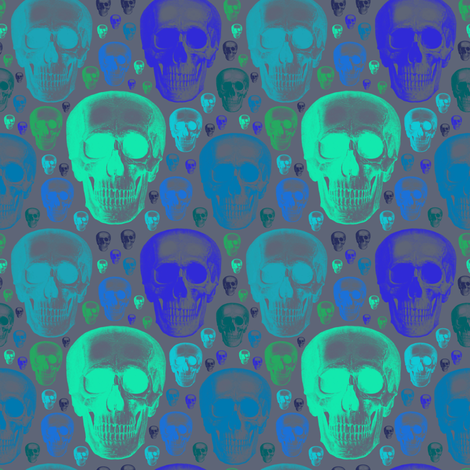 skulls greens/blues one direction fabric by sydama on Spoonflower - custom fabric
