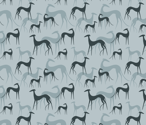 sighthounds blue fabric by lobitos on Spoonflower - custom fabric
