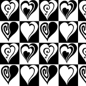 Black and white hearts