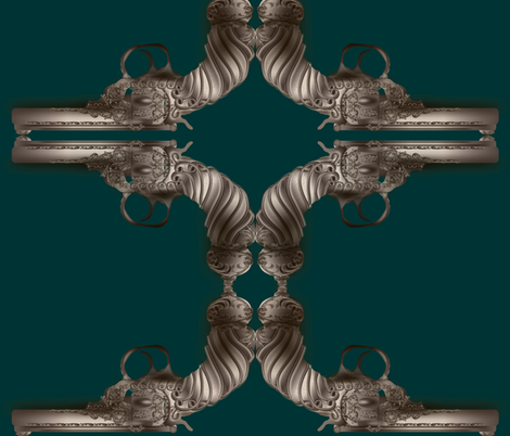 steampunk-gun-teal fabric by boneyfied on Spoonflower - custom fabric