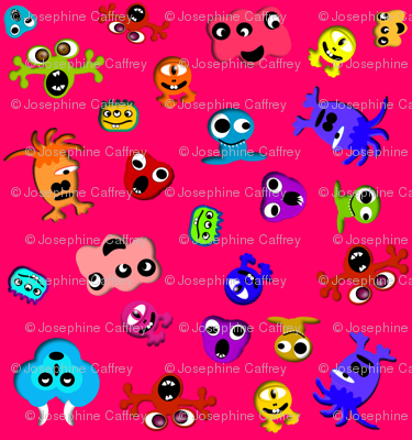 monsters-pink background