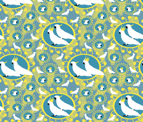 Sulfer Crested Cockatoos - Solid Background (no feathers) fabric by rubydoor on Spoonflower - custom fabric