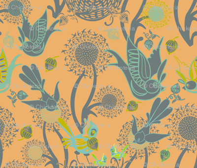 Birds and Nests (Orange)