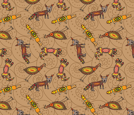 dreamtime_animals4-01 fabric by mira_r on Spoonflower - custom fabric