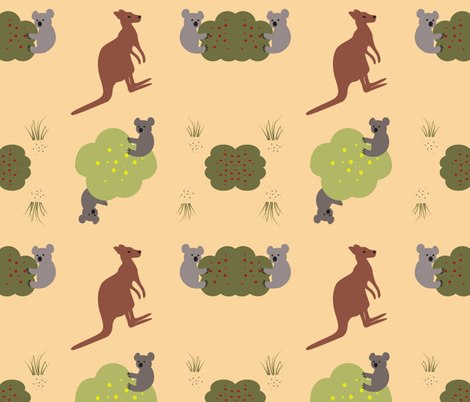 aussie-pattern_peach fabric by treechanger on Spoonflower - custom fabric
