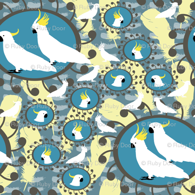 Sulfer Crested Cockatoos in Blues