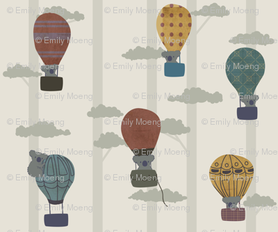 Koalas in hot air balloons