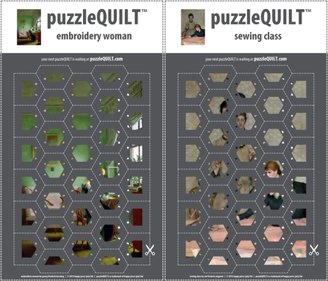 puzzleQUILT embroidery woman / sewing class fabric by puzzlequilt on Spoonflower - custom fabric